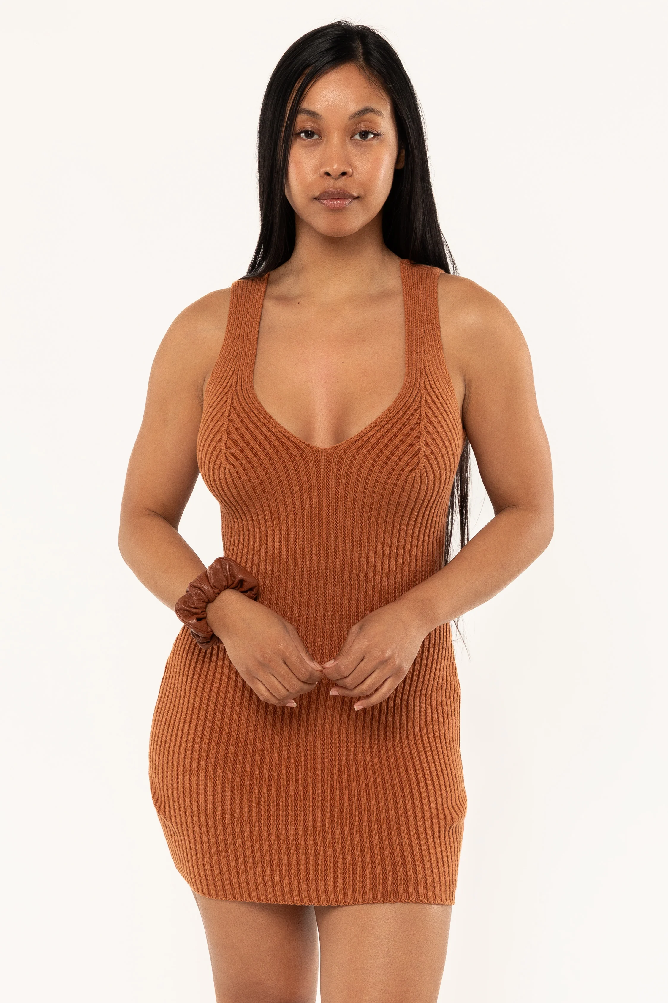 RFK226 - Ultra Heavy Knit Ribbed V Neck Dress - Image 22